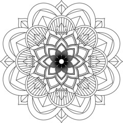 Easy Mandala coloring book simple and basic for beginners, seniors and children. Set of Mehndi flower pattern for Henna drawing and tattoo. Decoration in ethnic oriental, Indian style.