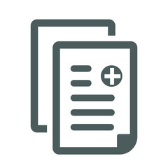 Diagnosis, medical file, medical test icon. Gray color