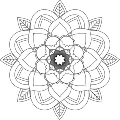 Easy Mandala coloring book simple and basic for beginners, seniors and children. Set of Mehndi flower pattern for Henna drawing and tattoo. Decoration in ethnic oriental, Indian style.