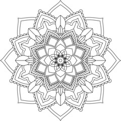 Easy Mandala coloring book simple and basic for beginners, seniors and children. Set of Mehndi flower pattern for Henna drawing and tattoo. Decoration in ethnic oriental, Indian style.