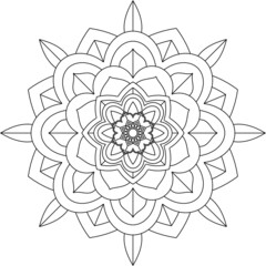 Easy Mandala coloring book simple and basic for beginners, seniors and children. Set of Mehndi flower pattern for Henna drawing and tattoo. Decoration in ethnic oriental, Indian style.