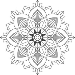 Easy Mandala coloring book simple and basic for beginners, seniors and children. Set of Mehndi flower pattern for Henna drawing and tattoo. Decoration in ethnic oriental, Indian style.