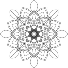 Easy Mandala coloring book simple and basic for beginners, seniors and children. Set of Mehndi flower pattern for Henna drawing and tattoo. Decoration in ethnic oriental, Indian style.
