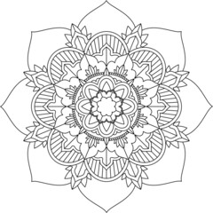 Easy Mandala coloring book simple and basic for beginners, seniors and children. Set of Mehndi flower pattern for Henna drawing and tattoo. Decoration in ethnic oriental, Indian style.