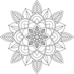 Easy Mandala coloring book simple and basic for beginners, seniors and children. Set of Mehndi flower pattern for Henna drawing and tattoo. Decoration in ethnic oriental, Indian style.