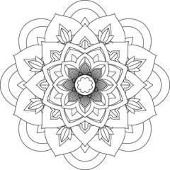 Easy Mandala coloring book simple and basic for beginners, seniors and children. Set of Mehndi flower pattern for Henna drawing and tattoo. Decoration in ethnic oriental, Indian style.