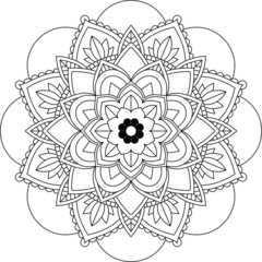 Easy Mandala coloring book simple and basic for beginners, seniors and children. Set of Mehndi flower pattern for Henna drawing and tattoo. Decoration in ethnic oriental, Indian style.