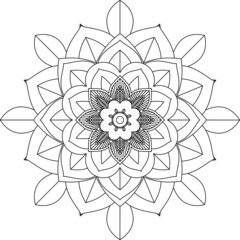 Easy Mandala coloring book simple and basic for beginners, seniors and children. Set of Mehndi flower pattern for Henna drawing and tattoo. Decoration in ethnic oriental, Indian style.