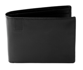 Black leather men purse isolated on a white background