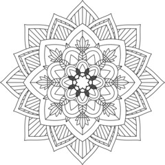 Easy Mandala coloring book simple and basic for beginners, seniors and children. Set of Mehndi flower pattern for Henna drawing and tattoo. Decoration in ethnic oriental, Indian style.