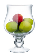 Glass bowl for fruits storage isolated on white