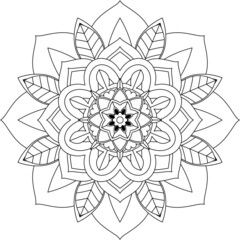 Easy Mandala coloring book simple and basic for beginners, seniors and children. Set of Mehndi flower pattern for Henna drawing and tattoo. Decoration in ethnic oriental, Indian style.
