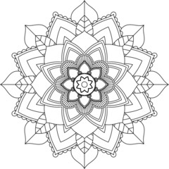 Easy Mandala coloring book simple and basic for beginners, seniors and children. Set of Mehndi flower pattern for Henna drawing and tattoo. Decoration in ethnic oriental, Indian style.