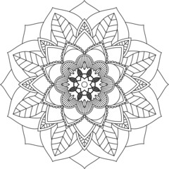 Easy Mandala coloring book simple and basic for beginners, seniors and children. Set of Mehndi flower pattern for Henna drawing and tattoo. Decoration in ethnic oriental, Indian style.