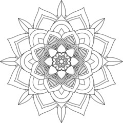 Easy Mandala coloring book simple and basic for beginners, seniors and children. Set of Mehndi flower pattern for Henna drawing and tattoo. Decoration in ethnic oriental, Indian style.