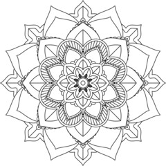 Easy Mandala coloring book simple and basic for beginners, seniors and children. Set of Mehndi flower pattern for Henna drawing and tattoo. Decoration in ethnic oriental, Indian style.