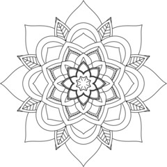 Easy Mandala coloring book simple and basic for beginners, seniors and children. Set of Mehndi flower pattern for Henna drawing and tattoo. Decoration in ethnic oriental, Indian style.