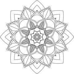 Easy Mandala coloring book simple and basic for beginners, seniors and children. Set of Mehndi flower pattern for Henna drawing and tattoo. Decoration in ethnic oriental, Indian style.