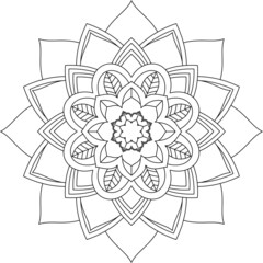 Easy Mandala coloring book simple and basic for beginners, seniors and children. Set of Mehndi flower pattern for Henna drawing and tattoo. Decoration in ethnic oriental, Indian style.