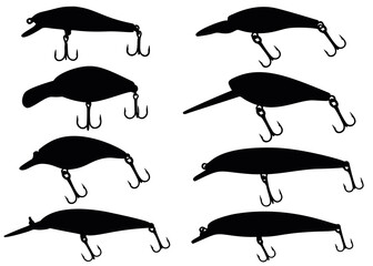 Obraz premium Lure for predatory fish. Wobblers and poppers in the set.