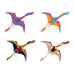 Dinosaur pterodactyl. Vector illustration of flying prehistoric reptiles. © MARINA