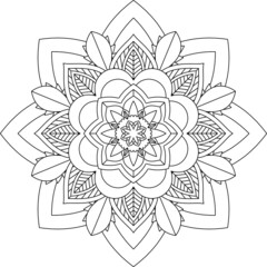 Easy Mandala coloring book simple and basic for beginners, seniors and children. Set of Mehndi flower pattern for Henna drawing and tattoo. Decoration in ethnic oriental, Indian style.