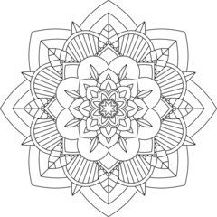 Easy Mandala coloring book simple and basic for beginners, seniors and children. Set of Mehndi flower pattern for Henna drawing and tattoo. Decoration in ethnic oriental, Indian style.