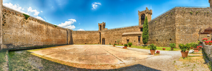 Medieval italian fortress, iconic landmark in Montalcino, Tuscany, Italy