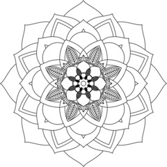 Fototapeta premium Easy Mandala coloring book simple and basic for beginners, seniors and children. Set of Mehndi flower pattern for Henna drawing and tattoo. Decoration in ethnic oriental, Indian style.