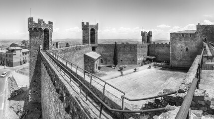 Medieval italian fortress, iconic landmark in Montalcino, Tuscany, Italy