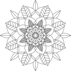 Easy Mandala coloring book simple and basic for beginners, seniors and children. Set of Mehndi flower pattern for Henna drawing and tattoo. Decoration in ethnic oriental, Indian style.
