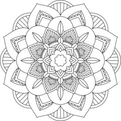 Easy Mandala coloring book simple and basic for beginners, seniors and children. Set of Mehndi flower pattern for Henna drawing and tattoo. Decoration in ethnic oriental, Indian style.