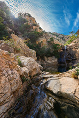 Obraz premium Canyon on Mount Nieddu with natural pools and waterfalls, San Teodoro, Olbia - Sardinia
