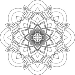 Easy Mandala coloring book simple and basic for beginners, seniors and children. Set of Mehndi flower pattern for Henna drawing and tattoo. Decoration in ethnic oriental, Indian style.