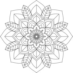 Easy Mandala coloring book simple and basic for beginners, seniors and children. Set of Mehndi flower pattern for Henna drawing and tattoo. Decoration in ethnic oriental, Indian style.