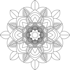 Easy Mandala coloring book simple and basic for beginners, seniors and children. Set of Mehndi flower pattern for Henna drawing and tattoo. Decoration in ethnic oriental, Indian style.