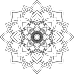 Easy Mandala coloring book simple and basic for beginners, seniors and children. Set of Mehndi flower pattern for Henna drawing and tattoo. Decoration in ethnic oriental, Indian style.