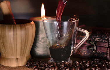 cup of coffee and beans