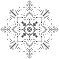 Easy Mandala coloring book simple and basic for beginners, seniors and children. Set of Mehndi flower pattern for Henna drawing and tattoo. Decoration in ethnic oriental, Indian style.