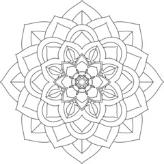 Easy Mandala coloring book simple and basic for beginners, seniors and children. Set of Mehndi flower pattern for Henna drawing and tattoo. Decoration in ethnic oriental, Indian style.