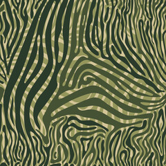 Zebra fur print textured vector seamless pattern in camouflage colors.  Vector illustration.