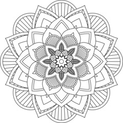 Easy Mandala coloring book simple and basic for beginners, seniors and children. Set of Mehndi flower pattern for Henna drawing and tattoo. Decoration in ethnic oriental, Indian style.
