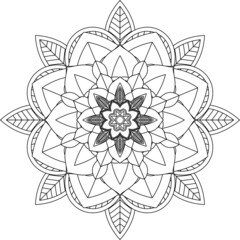 Easy Mandala coloring book simple and basic for beginners, seniors and children. Set of Mehndi flower pattern for Henna drawing and tattoo. Decoration in ethnic oriental, Indian style.