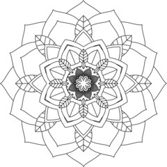 Fototapeta premium Easy Mandala coloring book simple and basic for beginners, seniors and children. Set of Mehndi flower pattern for Henna drawing and tattoo. Decoration in ethnic oriental, Indian style.