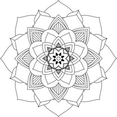 Easy Mandala coloring book simple and basic for beginners, seniors and children. Set of Mehndi flower pattern for Henna drawing and tattoo. Decoration in ethnic oriental, Indian style.