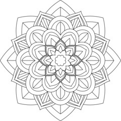 Easy Mandala coloring book simple and basic for beginners, seniors and children. Set of Mehndi flower pattern for Henna drawing and tattoo. Decoration in ethnic oriental, Indian style.