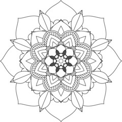 Easy Mandala coloring book simple and basic for beginners, seniors and children. Set of Mehndi flower pattern for Henna drawing and tattoo. Decoration in ethnic oriental, Indian style.