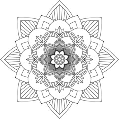 Easy Mandala coloring book simple and basic for beginners, seniors and children. Set of Mehndi flower pattern for Henna drawing and tattoo. Decoration in ethnic oriental, Indian style.