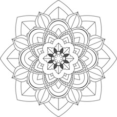 Easy Mandala coloring book simple and basic for beginners, seniors and children. Set of Mehndi flower pattern for Henna drawing and tattoo. Decoration in ethnic oriental, Indian style.