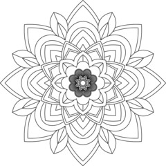 Easy Mandala coloring book simple and basic for beginners, seniors and children. Set of Mehndi flower pattern for Henna drawing and tattoo. Decoration in ethnic oriental, Indian style.